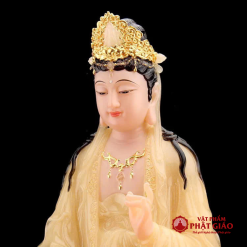 Bộ Tây Phương Tam Thánh Bột Đá Thạch Anh Viền Vàng Có Hào Quang, Cao 48cm 8 bo tay phuong tam thanh bot da thach anh vien vang co hao quang cao 48cm 3