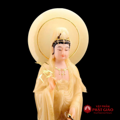 Bộ Tây Phương Tam Thánh Bột Đá Thạch Anh Viền Vàng Có Hào Quang, Cao 48cm 6 bo tay phuong tam thanh bot da thach anh vien vang co hao quang cao 48cm 6