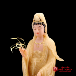 Bộ Tây Phương Tam Thánh Bột Đá Thạch Anh Viền Vàng Có Hào Quang, Cao 48cm 3 bo tay phuong tam thanh bot da thach anh vien vang co hao quang cao 48cm 7