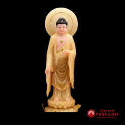 Bộ Tây Phương Tam Thánh Bột Đá Thạch Anh Viền Vàng Có Hào Quang, Cao 48cm 1 bo tay phuong tam thanh bot da thach anh vien vang co hao quang cao 48cm 9