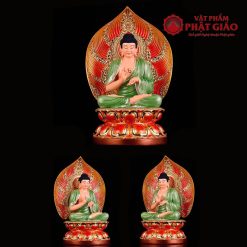 Bộ Tượng Bảy Ngài Dược Sư Ngồi, Có Lá Đề, Composite Đế Sen Sơn Đỏ, Cao 40cm 6 bo tuong bay ngai duoc su ngoi co la de composite de sen son do cao 40cm vat pham phat giao la boi 1