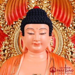 Bộ Tượng Bảy Ngài Dược Sư Ngồi, Có Lá Đề, Composite Đế Sen Sơn Đỏ, Cao 40cm 1 bo tuong bay ngai duoc su ngoi co la de composite de sen son do cao 40cm vat pham phat giao la boi 10