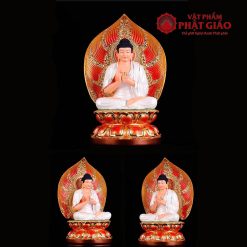 Bộ Tượng Bảy Ngài Dược Sư Ngồi, Có Lá Đề, Composite Đế Sen Sơn Đỏ, Cao 40cm 8 bo tuong bay ngai duoc su ngoi co la de composite de sen son do cao 40cm vat pham phat giao la boi 4