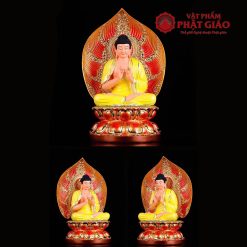 Bộ Tượng Bảy Ngài Dược Sư Ngồi, Có Lá Đề, Composite Đế Sen Sơn Đỏ, Cao 40cm 7 bo tuong bay ngai duoc su ngoi co la de composite de sen son do cao 40cm vat pham phat giao la boi 5