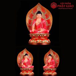 Bộ Tượng Bảy Ngài Dược Sư Ngồi, Có Lá Đề, Composite Đế Sen Sơn Đỏ, Cao 40cm 4 bo tuong bay ngai duoc su ngoi co la de composite de sen son do cao 40cm vat pham phat giao la boi 7