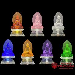 Bộ Tượng Phật Dược Sư Lưu Ly Ngồi 7 Màu, Có Lá Đề, Cao 38cm 8 bo tuong phat duoc su luu ly ngoi 7 mau co la de cao 38cm vat pham phat giao la boi 2