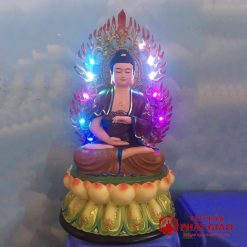 bo tuong phat duoc su ngoi dai sen mai ve cao cap bang composite cao 40cm tong la de 52cm vat pham phat giao la boi 4