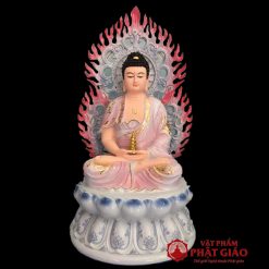 bo tuong phat duoc su ngoi dai sen y trang ve mau chat lieu composite cao 40cm vat pham phat giao la boi 3