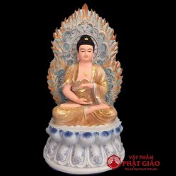 bo tuong phat duoc su ngoi dai sen y trang ve mau chat lieu composite cao 40cm vat pham phat giao la boi 4