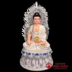 bo tuong phat duoc su ngoi dai sen y trang ve mau chat lieu composite cao 40cm vat pham phat giao la boi 5