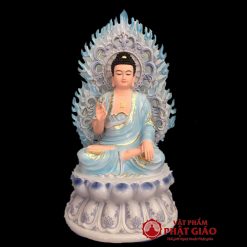 bo tuong phat duoc su ngoi dai sen y trang ve mau chat lieu composite cao 40cm vat pham phat giao la boi 6