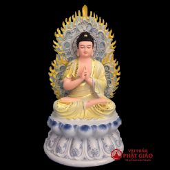 bo tuong phat duoc su ngoi dai sen y trang ve mau chat lieu composite cao 40cm vat pham phat giao la boi 7