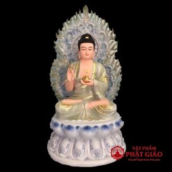 bo tuong phat duoc su ngoi dai sen y trang ve mau chat lieu composite cao 40cm vat pham phat giao la boi 8