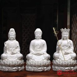 Bộ Tượng Ta Bà Tam Thánh Bằng Sứ Trắng, Cao 30cm, 36cm, 41cm 7 bo tuong ta ba tam thanh bang su trang cao 30cm 36cm 41cm vat pham phat giao la boi 2