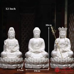 Bộ Tượng Ta Bà Tam Thánh Bằng Sứ Trắng, Cao 30cm, 36cm, 41cm 3 bo tuong ta ba tam thanh bang su trang cao 30cm 36cm 41cm vat pham phat giao la boi 6