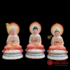 Bộ Tượng Ta Bà Tam Thánh Ngồi Đế Bảo Liên Bằng Bột Đá, Cao 30cm, 40cm, 48cm 5 bo tuong ta ba tam thanh ngoi de bao lien bang bot da cao 30cm 40cm 48cm vat pham phat giao la boi 2