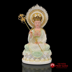 Bộ Tượng Ta Bà Tam Thánh Tịnh Liên Màu Xanh Nhạt, Chất Liệu Bột Đá, Cao 40cm, 48cm, 65cm 3 bo tuong ta ba tam thanh tinh lien mau xanh nhat chat lieu bot da cao 40cm 48cm 2