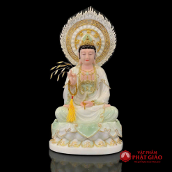 Bộ Tượng Ta Bà Tam Thánh Tịnh Liên Màu Xanh Nhạt, Chất Liệu Bột Đá, Cao 40cm, 48cm, 65cm 1 bo tuong ta ba tam thanh tinh lien mau xanh nhat chat lieu bot da cao 40cm 48cm 4