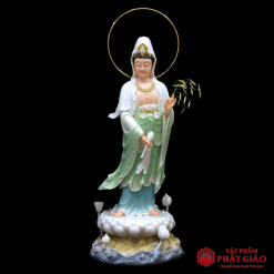 Bộ Tượng Tây Phương Tam Thánh Đứng, Bằng Bột Đá Sơn Màu, Cao 88cm (Tổng Hào Quang 100cm) 4 bo tuong tay phuong tam thanh dung bang bot da son mau cao 88cm ca hao quang 108cm vat pham phat giao la boi 3