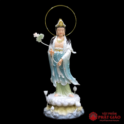 Bộ Tượng Tây Phương Tam Thánh Đứng, Bằng Bột Đá Sơn Màu, Cao 88cm (Tổng Hào Quang 100cm) 3 bo tuong tay phuong tam thanh dung bang bot da son mau cao 88cm ca hao quang 108cm vat pham phat giao la boi 4