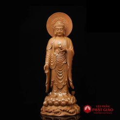 Bộ Tượng Tây Phương Tam Thánh Đứng Non Nước Gỗ Long Não Viền Vàng, Cao 48cm, 65cm 1 bo tuong tay phuong tam thanh dung non nuoc go long nao vien vang cao 48cm 65cm 4