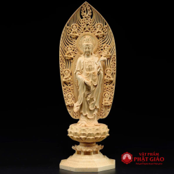 Bộ Tượng Tây Phương Tam Thánh Gỗ Bách Có Lá Đề, Cao 43cm 6 bo tuong tay phuong tam thanh go bach co la de cao 43cm 2