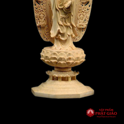 Bộ Tượng Tây Phương Tam Thánh Gỗ Bách Có Lá Đề, Cao 43cm 3 bo tuong tay phuong tam thanh go bach co la de cao 43cm 5