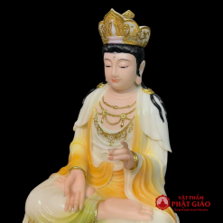 Bộ Tượng Tây Phương Tam Thánh Ngồi, Chất Liệu Bột Đá Màu Ngọc Cẩm Thạch Viền Vàng, Cao 30cm, 40cm 5 bo tuong tay phuong tam thanh ngoi bot da mau ngoc cam thach vien vang cao 30cm 2