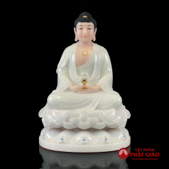 Bộ Tượng Tây Phương Tam Thánh Ngồi Đài Sen Bằng Bột Đá Trắng, Cao 30cm, 40cm, 48cm 3 bo tuong tay phuong tam thanh ngoi dai sen bang bot da trang cao 30cm 40cm 48cm 2