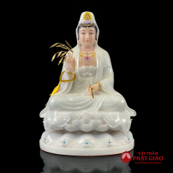 Bộ Tượng Tây Phương Tam Thánh Ngồi Đài Sen Bằng Bột Đá Trắng, Cao 30cm, 40cm, 48cm 2 bo tuong tay phuong tam thanh ngoi dai sen bang bot da trang cao 30cm 40cm 48cm 3