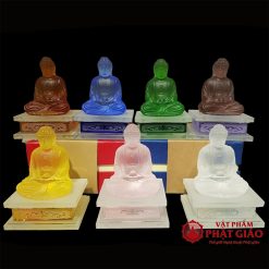 bo tuong that phat duoc su 7 mau ngoi de vuong chat lieu luu ly cao 14cm vat pham phat giao la boi 2