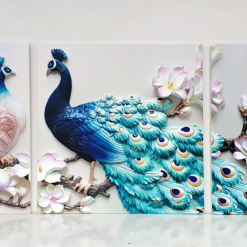 Tranh treo tường con công phong thủy PT874 2 Tranh treo tường con công phong thủy PT874