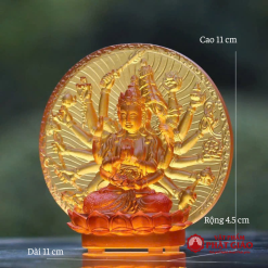 Tượng Bồ Tát Chuẩn Đề, Bằng Lưu Ly Màu Vàng, Cao 11cm 6 tuong bo tat chuan de chat lieu luu ly mau vang cao 11cm vat pham phat giao la boi 2