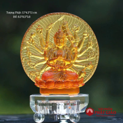 Tượng Bồ Tát Chuẩn Đề, Bằng Lưu Ly Màu Vàng, Cao 11cm 2 tuong bo tat chuan de chat lieu luu ly mau vang cao 11cm vat pham phat giao la boi 6