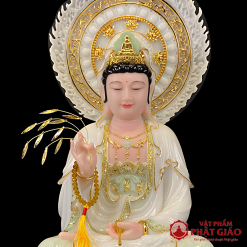 Tượng Bồ Tát Quan Âm Có Hào Quang, Chất Liệu Bột Đá Cẩm Thạch, Cao 40cm, 48cm, 65cm 1 tuong bo tat quan am co hao quang chat lieu bot da cam thach cao 40cm 48cm 65cm 5