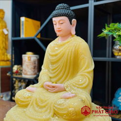 Tượng Bổn Sư Thích Ca Mâu Ni Ngồi Đài Sen Đế 8 Cạnh Viền Vàng Bằng Bột Đá Thạch Anh, Cao 50cm, 90cm 2 tuong bon su thich ca mau ni ngoi dai sen de 8 canh vien vang bang bot da thach anh cao 90cm vat pham phat giao la boi 6