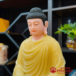 Tượng Bổn Sư Thích Ca Mâu Ni Ngồi Đài Sen Đế 8 Cạnh Viền Vàng Bằng Bột Đá Thạch Anh, Cao 50cm, 90cm 1 tuong bon su thich ca mau ni ngoi dai sen de 8 canh vien vang bang bot da thach anh cao 90cm vat pham phat giao la boi 7