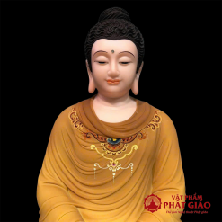 Tượng Bổn Sư Thích Ca Ngồi Tĩnh Tâm Trên Bệ Đá, Y Vàng Nâu Vẽ Gấm, Cao 48cm 3 tuong bon su thich ca ngoi tinh tam tren be da y vang nau ve gam cao 48cm vat pham phat giao la boi 4
