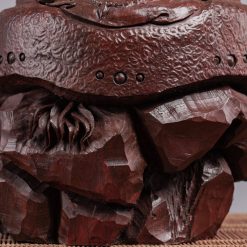 Tượng Đạt Ma ngồi thiền bên chuông gỗ trắc SP7020 6 Tượng Đạt Ma ngồi thiền bên chuông gỗ trắc SP7020