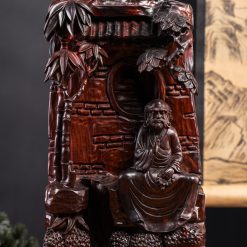 Tượng Đạt Ma ngồi thiền gỗ trắc SP3498