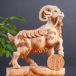 Tượng dê ngậm xâu tiền Nhất Dương gỗ ngọc am