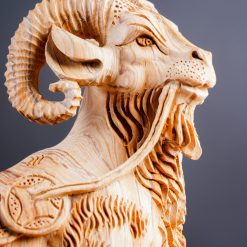 Tượng dê ngậm xâu tiền Nhất Dương gỗ ngọc am