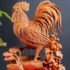 Tượng gà trống phong thủy nhất kê gỗ ngọc am SP7541