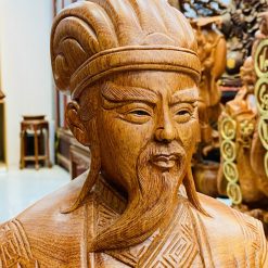 Tượng Gia Cát Lượng gỗ hương nguyên khối 1m