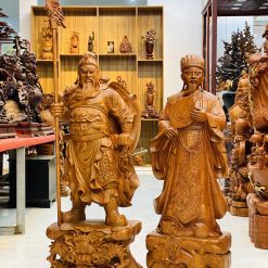 Tượng Gia Cát Lượng gỗ hương nguyên khối 1m