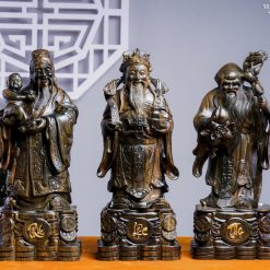 Tượng gỗ Tam Đa Phúc Lộc Thọ gỗ mun hoa cao 50cm