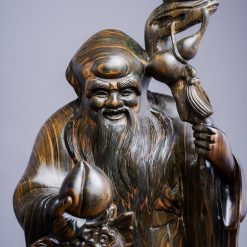 Tượng gỗ Tam Đa Phúc Lộc Thọ gỗ mun hoa cao 50cm