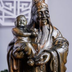 Tượng gỗ Tam Đa Phúc Lộc Thọ gỗ mun hoa cao 50cm