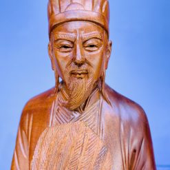 Tượng Khổng Minh bằng gỗ hương nguyên khối 50cm