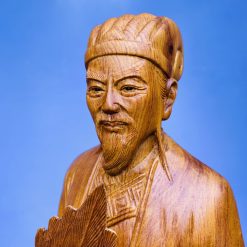 Tượng Khổng Minh Gia Cát Lượng bằng gỗ hương liền khối 60cm